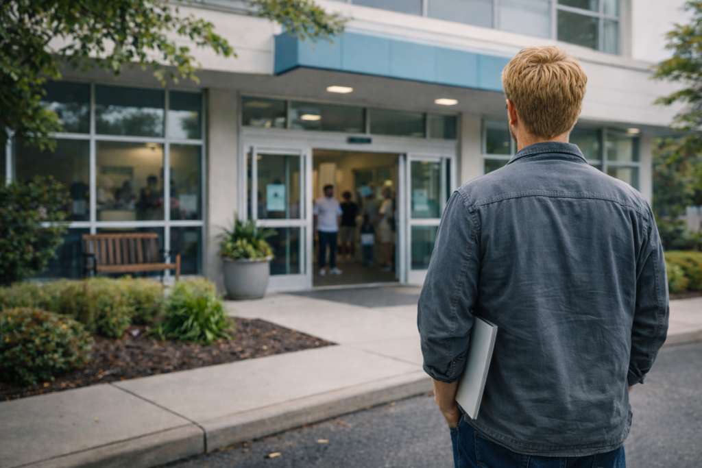 Realistic illustration showing access to health insurance and healthcare in the United States