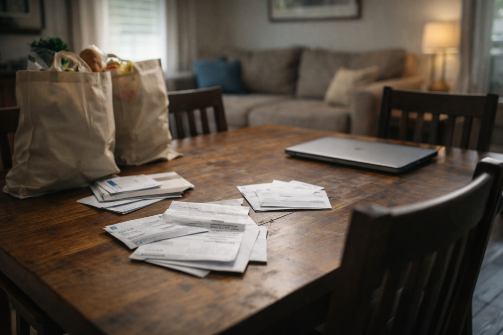 Household budget and everyday expenses making saving money difficult