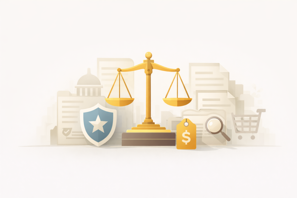 Illustration explaining consumer protection laws in the United States