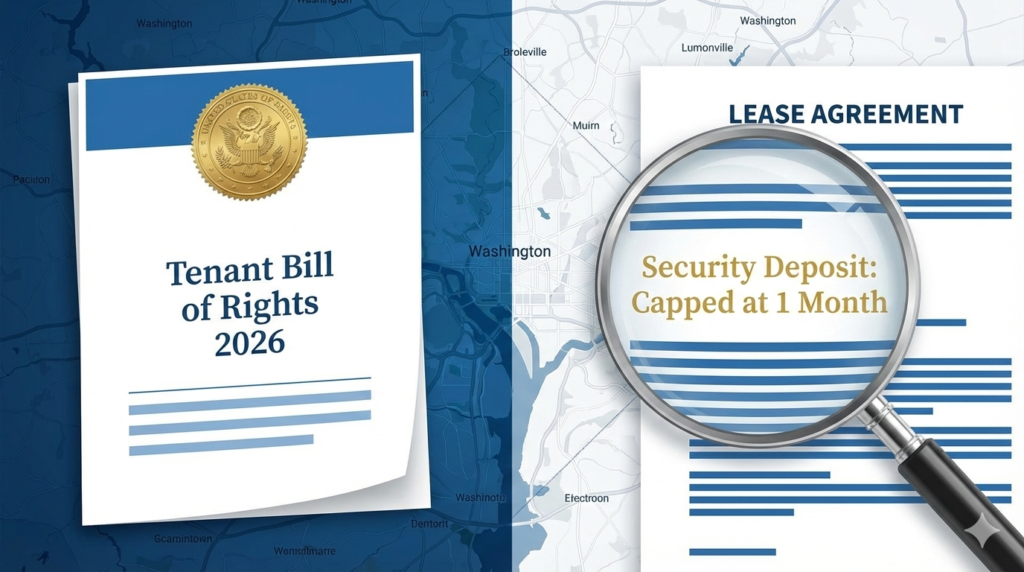 D.C. father documenting apartment condition to protect security deposit under 2026 laws.