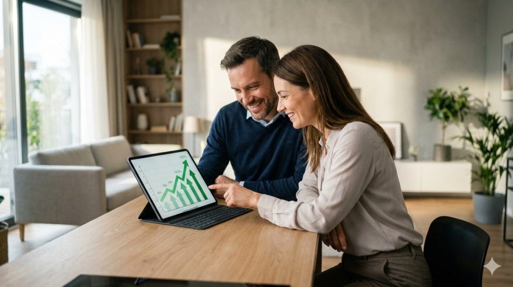 A couple implementing Love and Money strategies 2026 in their modern home.