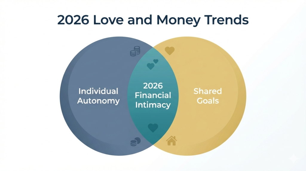 Infographic showcasing the latest Love and Money strategies 2026 and financial trends for couples.